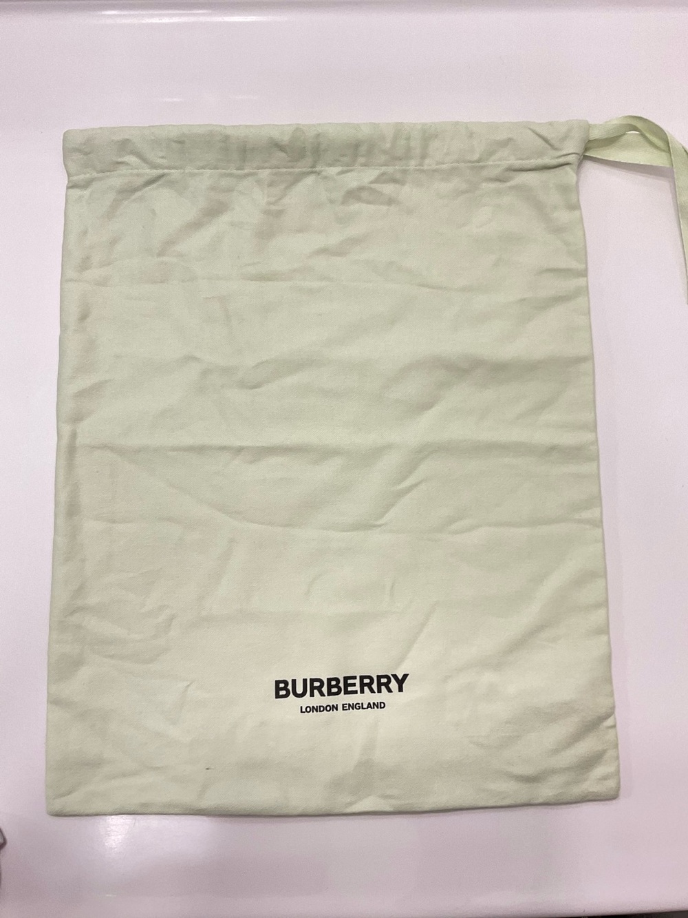 Burberry Pale Green Logo Drawstring dust bag